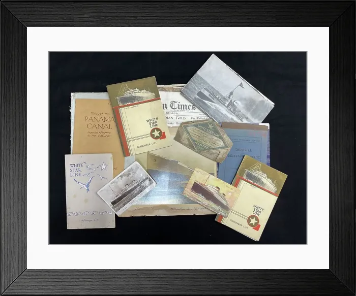 Framed Print : White Star Line, printed ephemera, Georgic and Britannic Framed Print : White Star Line, printed ephemera, Georgic and Britannic