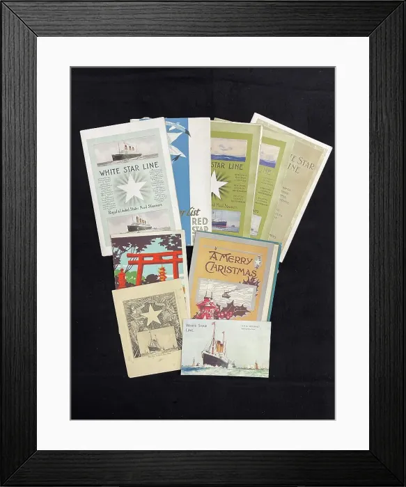 Framed Print : White Star Line, printed ephemera, passenger lists, menus Framed Print : White Star Line, printed ephemera, passenger lists, menus