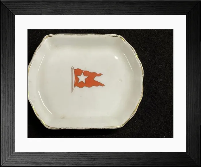 Framed Print : White Star Line, pin tray with red flag logo Framed Print : White Star Line, pin tray with red flag logo