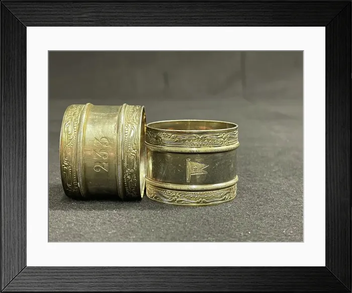 Framed Print : White Star Line, pair of napkin rings with numbers Framed Print : White Star Line, pair of napkin rings with numbers