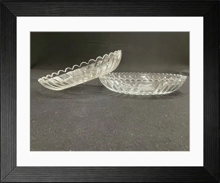 Framed Print : White Star Line, cut glass pair of oval dishes with sunburst
