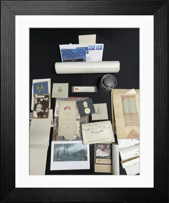 Framed Print : RMS Titanic, May Collection, archive of ephemera Framed Print : RMS Titanic, May Collection, archive of ephemera