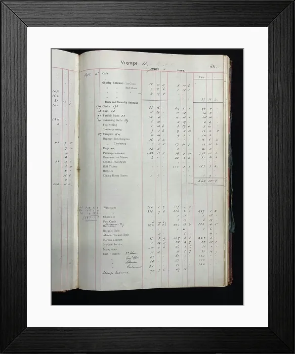 Framed Print : RMS Olympic, hard bound ledger, Cash Book Framed Print : RMS Olympic, hard bound ledger, Cash Book
