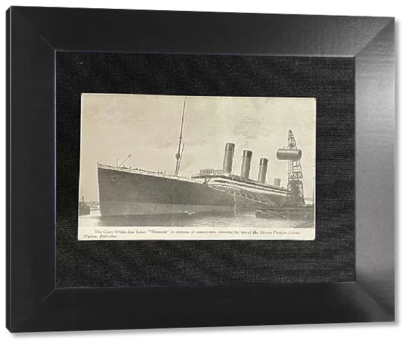 RMS Olympic postcard, from Northern Irelandwith floating cra