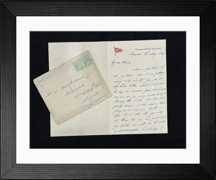 Framed Print : RMS Titanic, and Olympic, Henry Tingle Wilde, letter Framed Print : RMS Titanic, and Olympic, Henry Tingle Wilde, letter