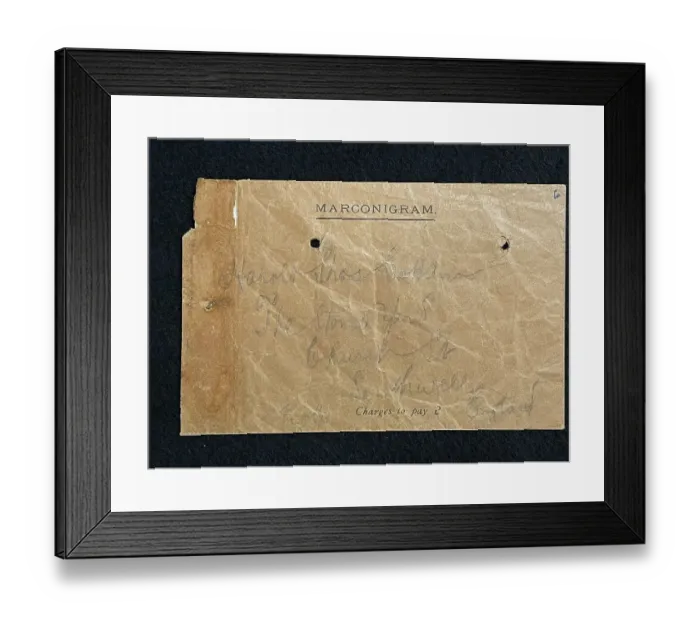 Framed Print : RMS Titanic, Harold Cottam Collection, Marconi envelope Framed Print : RMS Titanic, Harold Cottam Collection, Marconi envelope