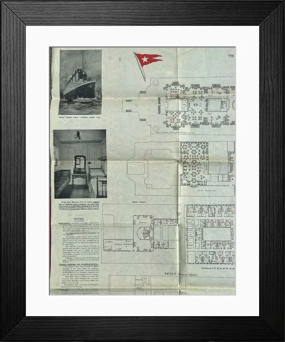 Framed Print : RMS Titanic, plan with photographs Framed Print : RMS Titanic, plan with photographs