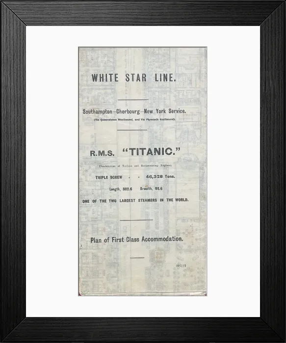 Framed Print : White Star Line, RMS Titanic, accommodatiojn plan Framed Print : White Star Line, RMS Titanic, accommodatiojn plan