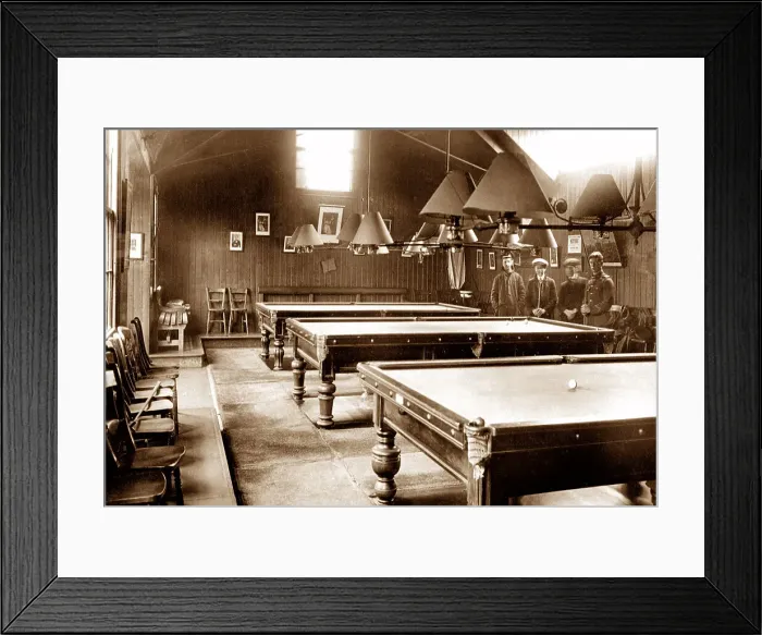 Framed Print : Longmoor Military Camp Billiards Room early 1900s Framed Print : Longmoor Military Camp Billiards Room early 1900s