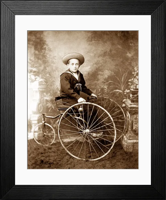 Framed Print : Boy on tricycle portrait Framed Print : Boy on tricycle portrait