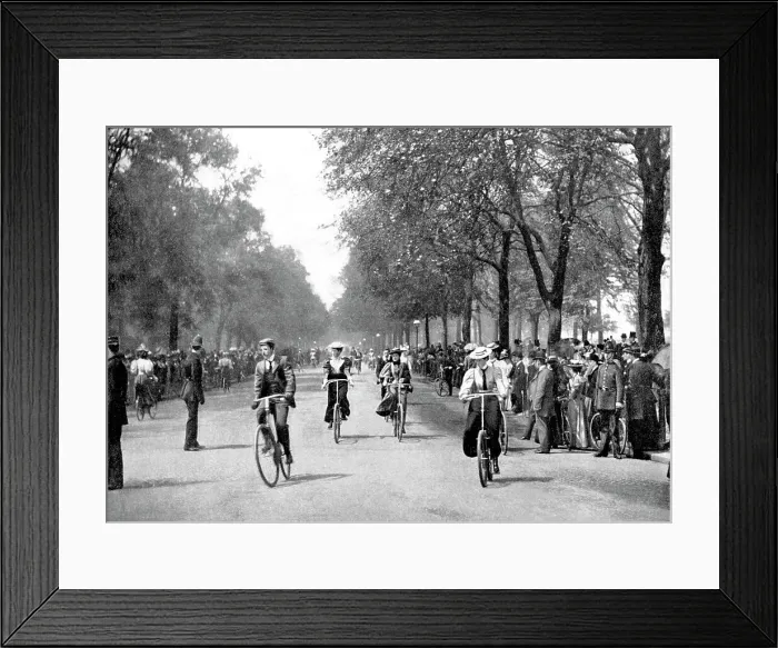 Framed Print : Cycling in Hyde Park London early 1900s Framed Print : Cycling in Hyde Park London early 1900s