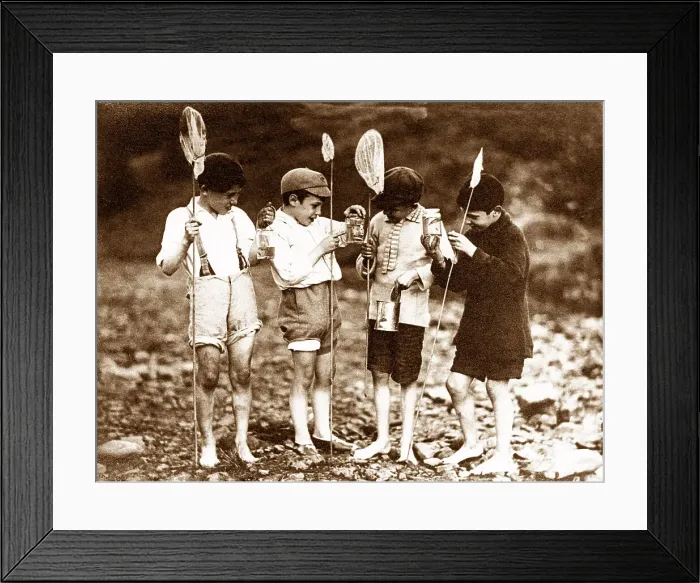 Framed Print : Boys Fishing early 1900s Framed Print : Boys Fishing early 1900s
