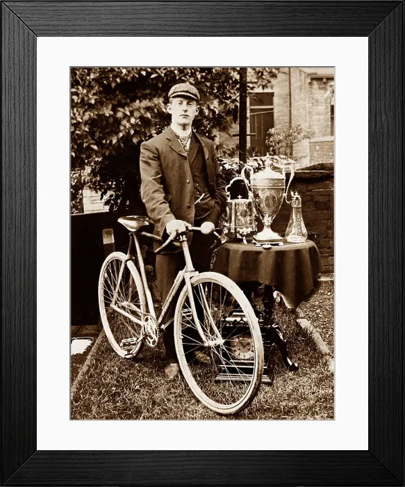 Framed Print : Amateur Cyclist Cup Winner early 1900s Framed Print : Amateur Cyclist Cup Winner early 1900s