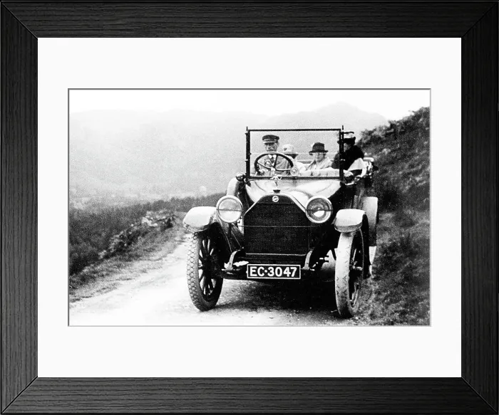 Framed Print : Early motor car with chauffeur Framed Print : Early motor car with chauffeur