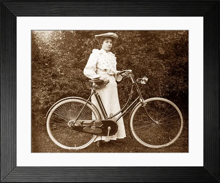 Framed Print : Lady Cyclist early 1900s Framed Print : Lady Cyclist early 1900s