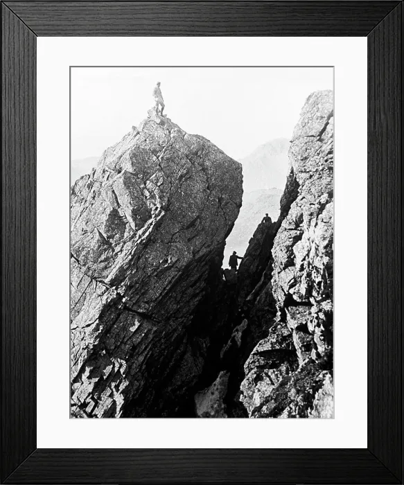 Framed Print : Climbing Scawfell Pinnacle Victorian period Framed Print : Climbing Scawfell Pinnacle Victorian period