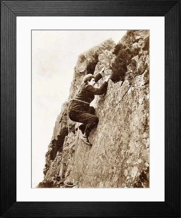 Framed Print : Climbing Scawfell Hand Traverse Victorian period Framed Print : Climbing Scawfell Hand Traverse Victorian period