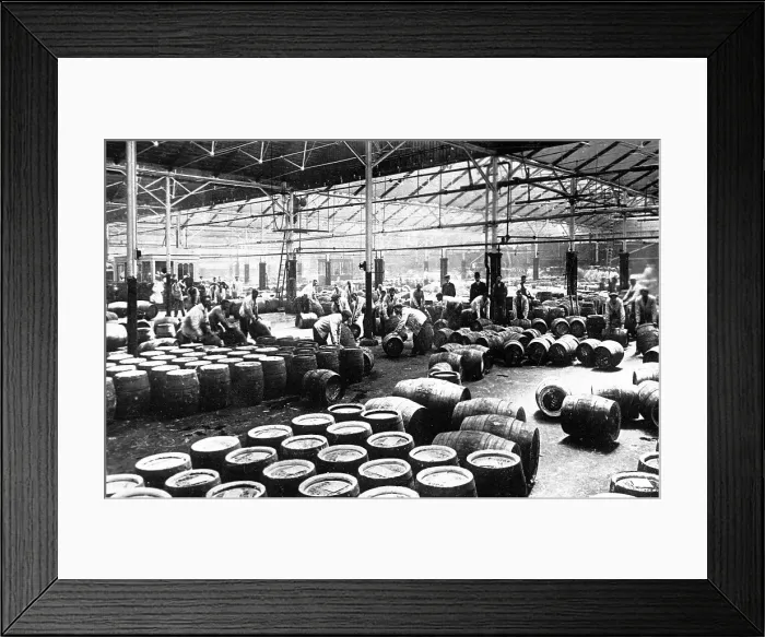 Framed Print : Brewing Industry cask filling early 1900s Framed Print : Brewing Industry cask filling early 1900s