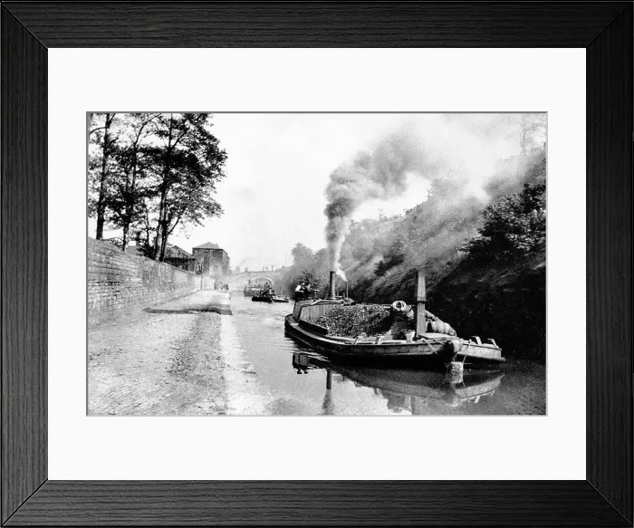 Framed Print : Leeds and Liverpool Canal Steam Barge early 1900s Framed Print : Leeds and Liverpool Canal Steam Barge early 1900s