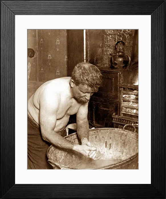 Framed Print : Coal Mining Miner at end of his shift early 1900s Framed Print : Coal Mining Miner at end of his shift early 1900s