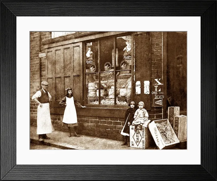 Framed Print : Corner Shop early 1900s Framed Print : Corner Shop early 1900s