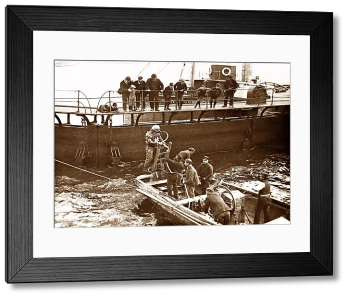 Framed Print : Aberdeen Harbour Diver Victorian period Framed Print : Aberdeen Harbour Diver Victorian period