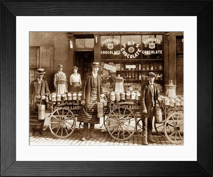 Framed Print : Milk Delivery Men early 1900s Framed Print : Milk Delivery Men early 1900s