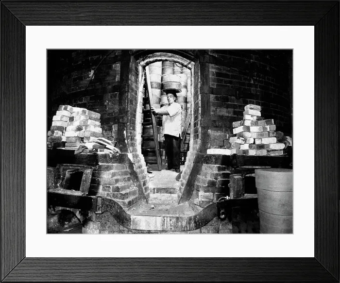 Framed Print : The Potteries Potter with Sagger early 1900s Framed Print : The Potteries Potter with Sagger early 1900s