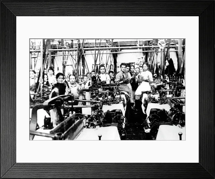 Framed Print : Textile workers Victorian period Framed Print : Textile workers Victorian period