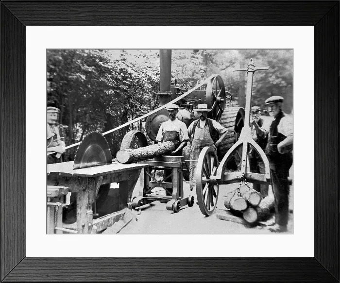 Framed Print : Traction Engine and Sawmill Victorian period Framed Print : Traction Engine and Sawmill Victorian period