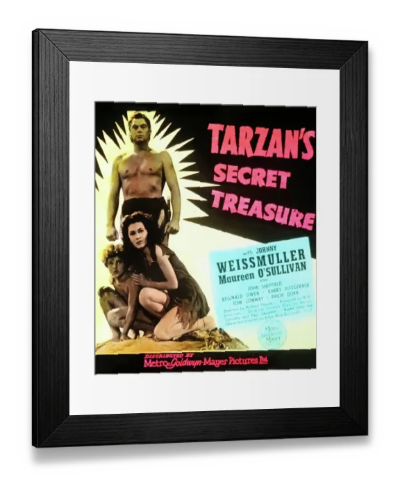 Framed Print : Johnny Weissmuller Tarzan's Secret Treasure movie advert Framed Print : Johnny Weissmuller Tarzan's Secret Treasure movie advert