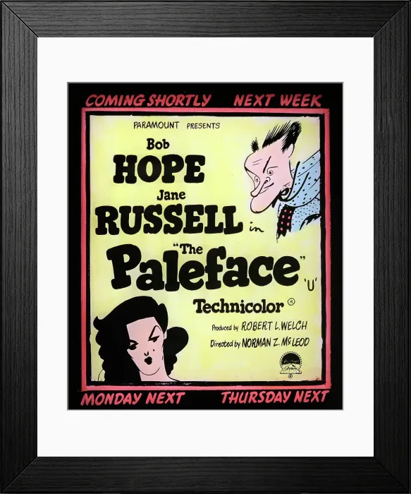 Framed Print : Bob Hope Jane Russell The Paleface movie advertisement Framed Print : Bob Hope Jane Russell The Paleface movie advertisement
