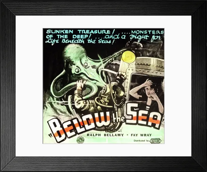 Framed Print : Fay Wray Below the Sea movie advertisement Framed Print : Fay Wray Below the Sea movie advertisement
