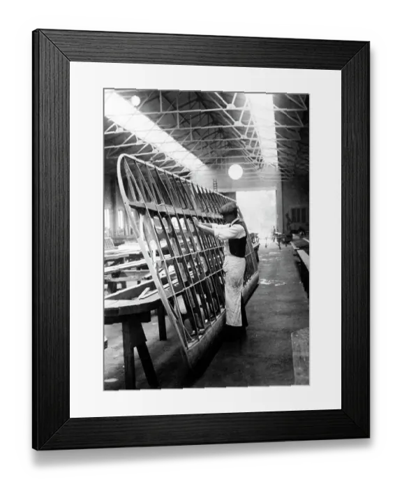Framed Print : Saunders Waterplane wing manufacture early 1900s Framed Print : Saunders Waterplane wing manufacture early 1900s