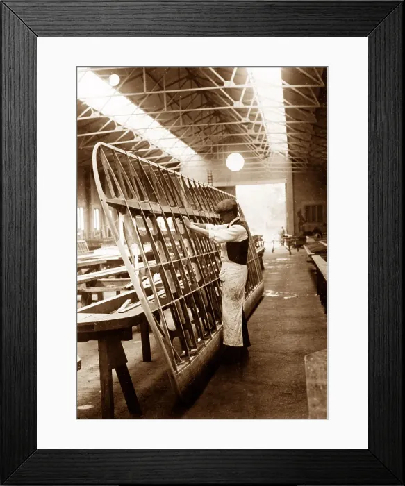 Framed Print : Saunders Waterplane wing manufacture early 1900s Framed Print : Saunders Waterplane wing manufacture early 1900s