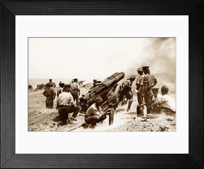 Framed Print : English artillery firing at a Turkish Fort during WW1 Framed Print : English artillery firing at a Turkish Fort during WW1