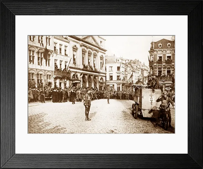 Framed Print : WW1 Inspecting troops in Mons Framed Print : WW1 Inspecting troops in Mons