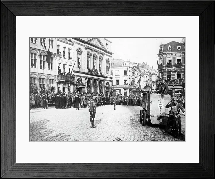Framed Print : The First Commander inspecting troops in Mons during WW1 Framed Print : The First Commander inspecting troops in Mons during WW1