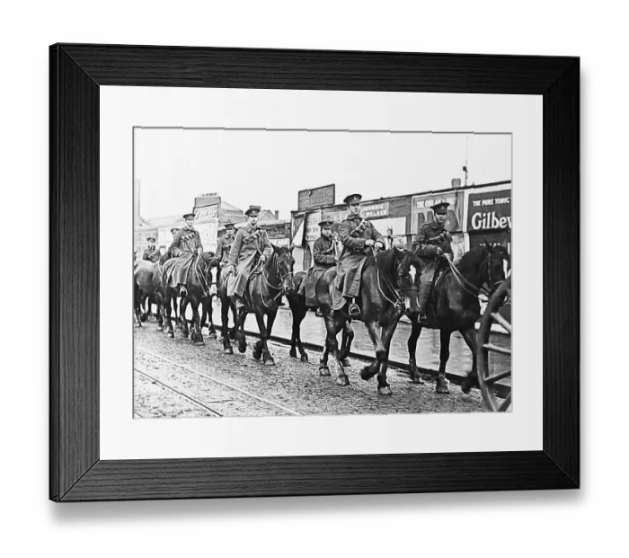 Framed Print : Royal Field Artillery with commandeered horse during WW1 Framed Print : Royal Field Artillery with commandeered horse during WW1
