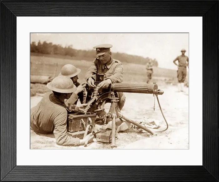 Framed Print : Machine gun training during WW1 Framed Print : Machine gun training during WW1