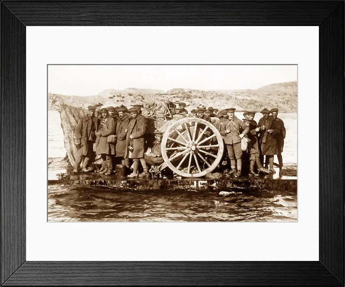 Framed Print : Moving guns by raft during WW1 Framed Print : Moving guns by raft during WW1