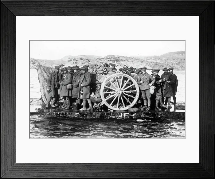Framed Print : Moving Artillery Guns by Raft during WW1 Framed Print : Moving Artillery Guns by Raft during WW1