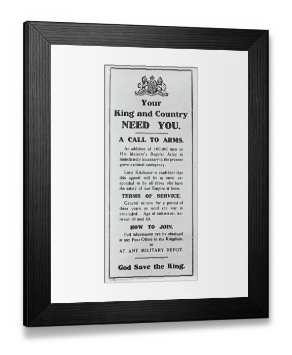 Framed Print : Recruiting Poster WW1 Framed Print : Recruiting Poster WW1