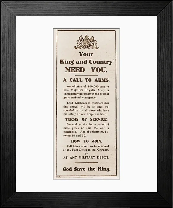 Framed Print : Lord Kitchener Recruitment Poster WW1 Framed Print : Lord Kitchener Recruitment Poster WW1