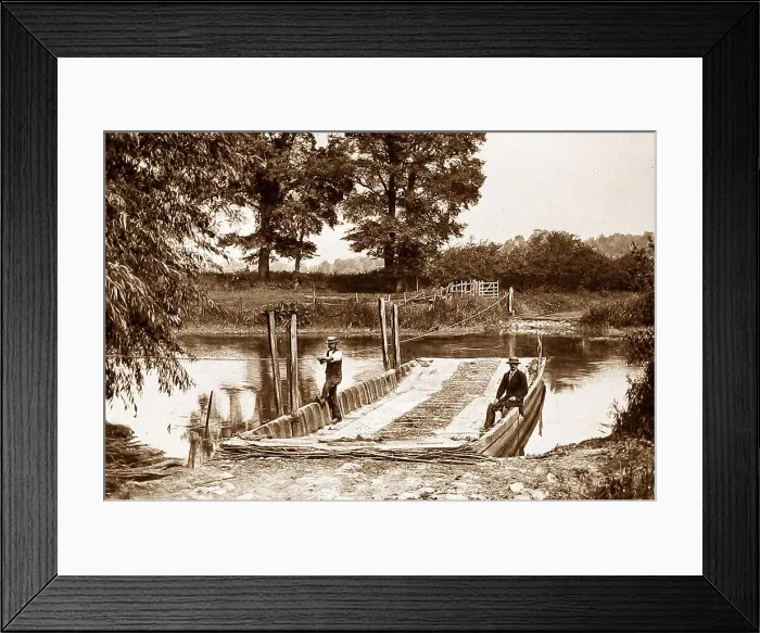 Framed Print : Victorian magic lantern slide of the Bablock Hythe Ferry Framed Print : Victorian magic lantern slide of the Bablock Hythe Ferry