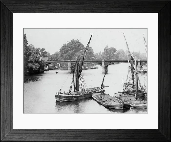 Framed Print : Thames barges on River Thames from Kingston Bridge Framed Print : Thames barges on River Thames from Kingston Bridge