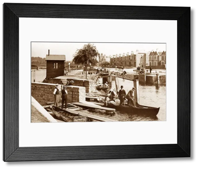 Framed Print : River Thames Moulsey Lock Victorian period Framed Print : River Thames Moulsey Lock Victorian period