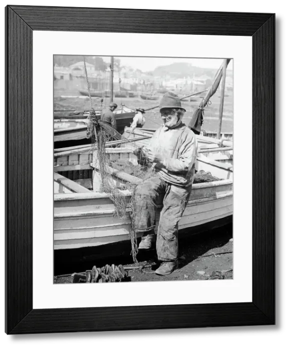 Framed Print : Newlyn Fisherman Victorian period Framed Print : Newlyn Fisherman Victorian period