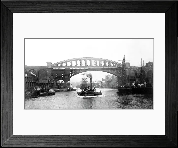 Framed Print : Sunderland River Bridges and Paddle Steamer Victorian period Framed Print : Sunderland River Bridges and Paddle Steamer Victorian period
