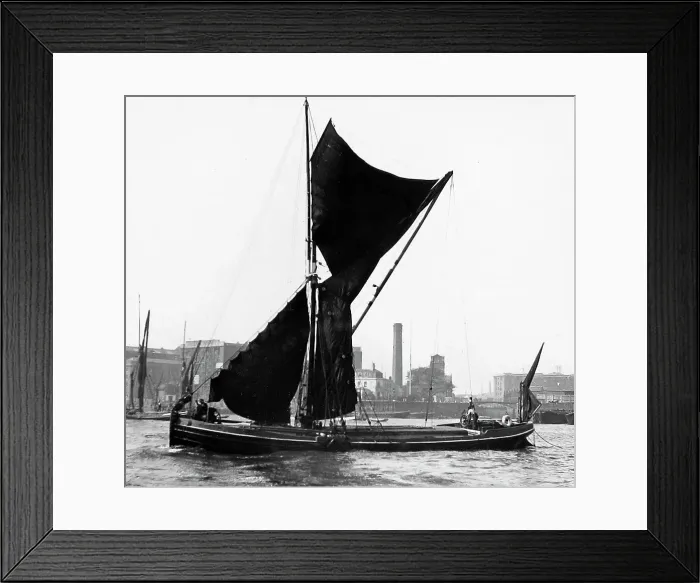 Framed Print : Thames Barge in London in 1895 Framed Print : Thames Barge in London in 1895